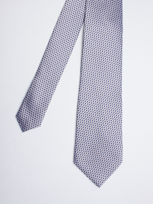 Cravate grise à motifs hexagones bleus