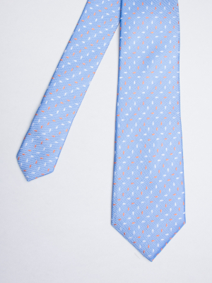 Light blue tie with petals patterns