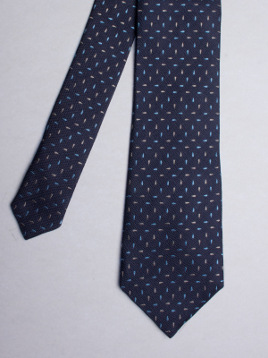Cravate bleu foncé à motifs pétales