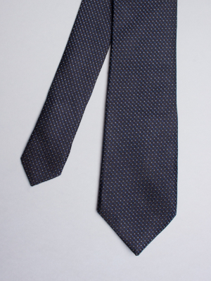 Blue tie with white and blue micro dots
