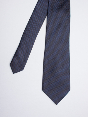 Cravate bleu nuit à motifs rectangles