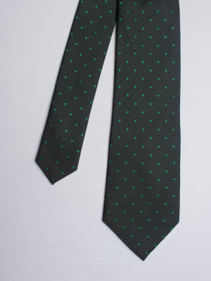 Green tie with green dots patterns