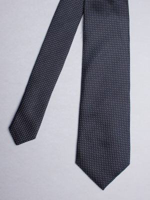 Blue tie with white micro lines patterns