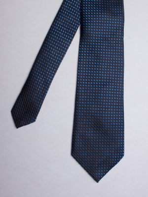 Black tie with blue patterns