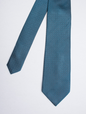 Cravate bleu canard à motifs carrés