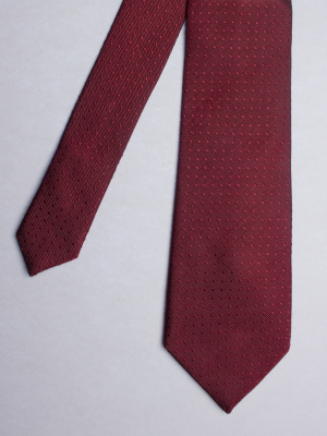 Burgundy tie with squares patterns