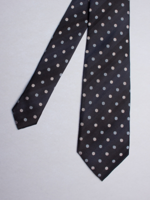Cravate gris anthracite à motifs pois bicolores