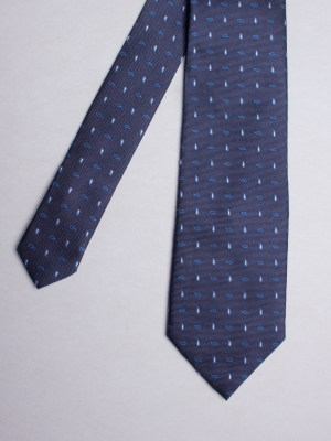 Night blue tie with micro cashmere patterns