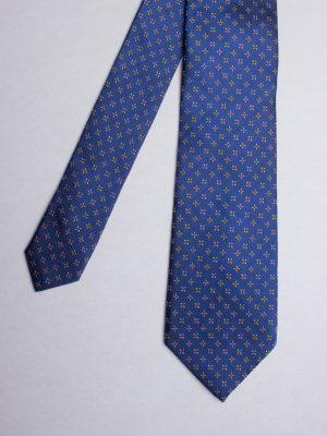 Blue tie with yellow stars patterns
