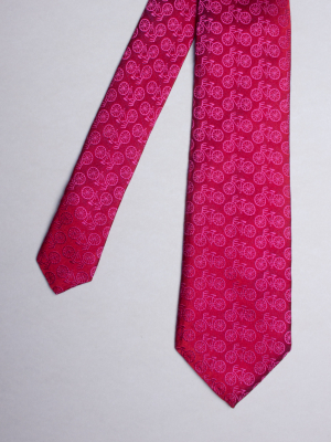 Fuchsia tie with bicycles patterns