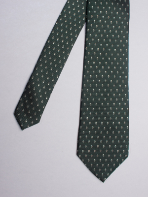 Green tie with skulls patterns