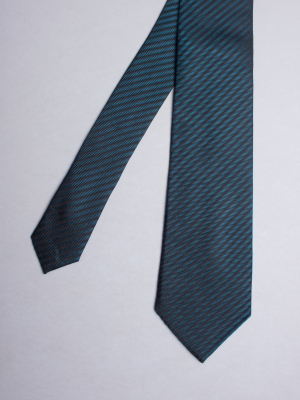Tie with black and peacock blue stripes