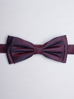 Blue bow tie with burgundy speckled effect