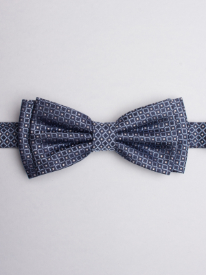 Blue bow tie with micro square pattern