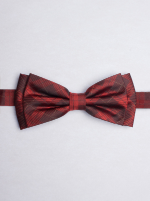 Red bow tie with checked pattern