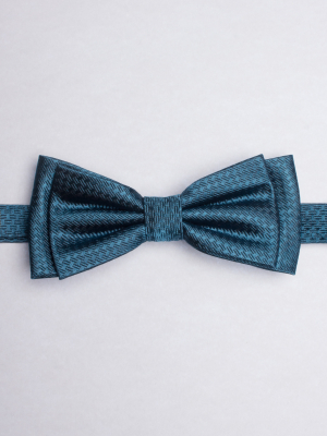Peacock blue bow tie with patterns