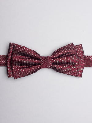 Burgundy bow tie with white micro lines patterns