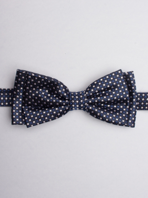 Bow tie with blue and white square patterns