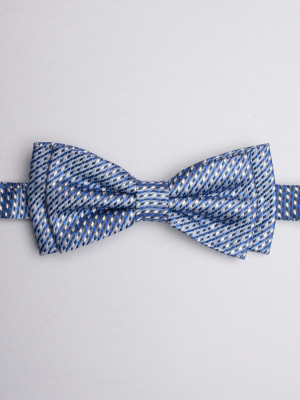 Blue bow tie with tricolor patterns