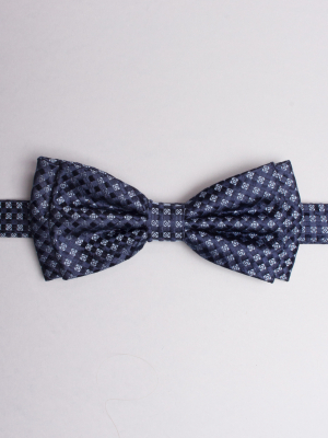 Blue bow tie with multisquare pattern