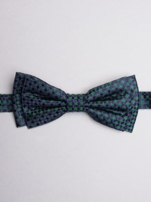 Green bow tie with multisquare pattern