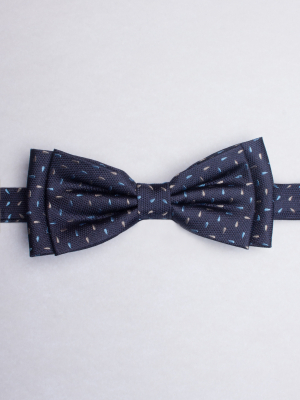 Dark blue bow tie with petal patterns