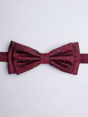 Burgundy bow tie with white and pink micro dots patterns