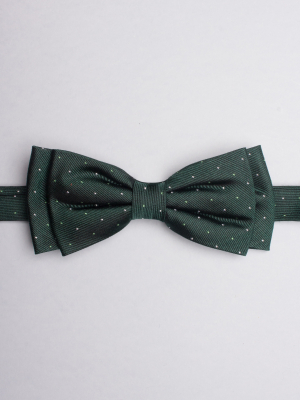 Green bow tie with white and green micro dots patterns