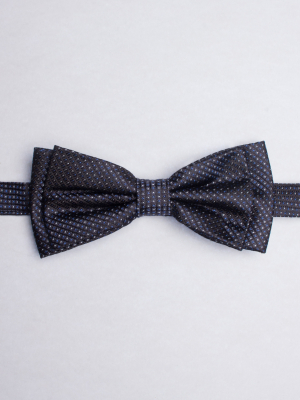 Blue bow tie with white and blue micro dots