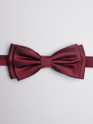 Dark red bow tie with rectangles patterns