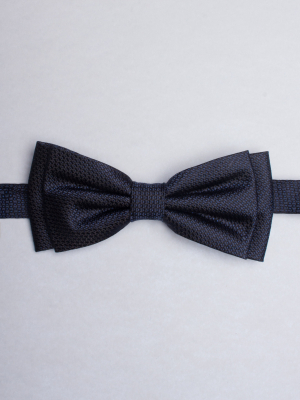 Night blue bow tie with rectangles patterns