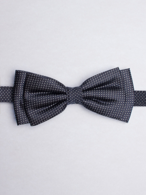 Black bow tie with white micro lines patterns