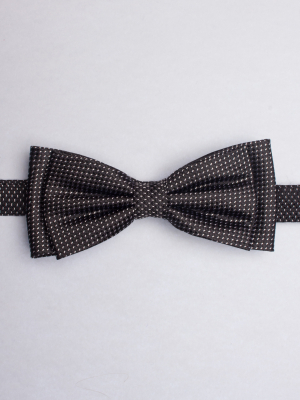 Blue bow tie with white micro lines patterns
