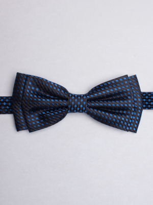 Black bow tie with blue dots patterns