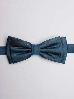Peacock blue bow tie with squares patterns