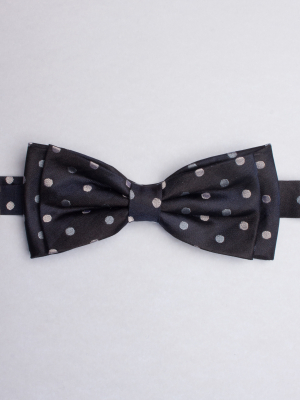 Grey bow tie with two-tone dots patterns