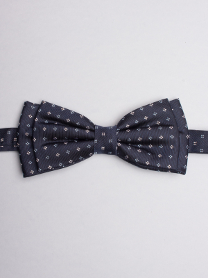 Night blue bow tie with two-tone diamonds patterns