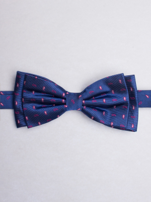 Navy bow tie with fuchsia micro cashmere patterns
