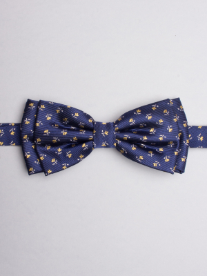 Navy bow tie with yellow flowers patterns