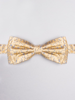 Yellow bow tie with flowers patterns