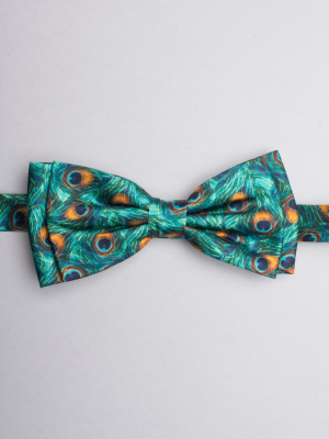 Bow tie with peacock feathers prints