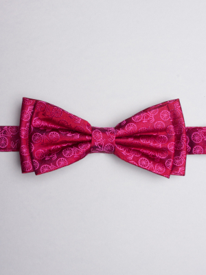 Fuchsia bow tie with bicycles patterns