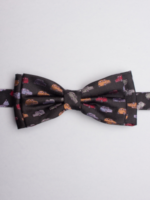 Black bow tie with vintage cars patterns