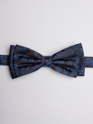 Black bow tie with blue flowers patterns