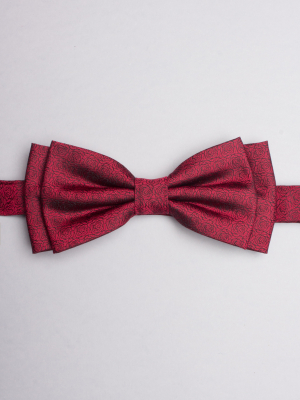 Red bow tie with roses patterns