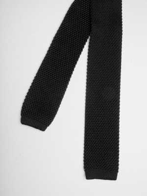 Black knitted silk tie