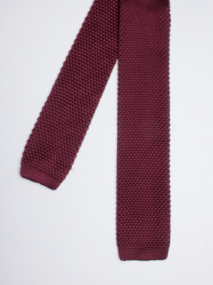 Burgundy knitted silk tie