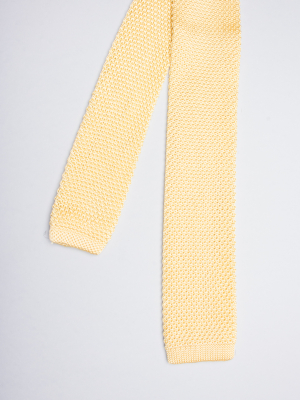 Yellow knitted silk tie