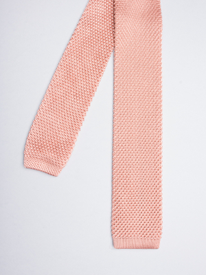 Light pink knitted silk tie