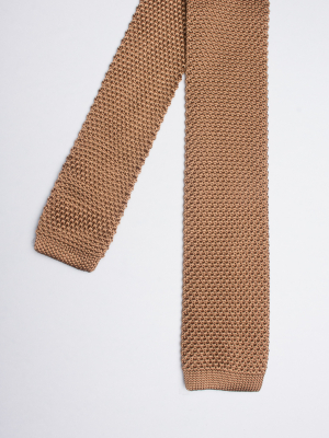 Sand colour knitted silk tie